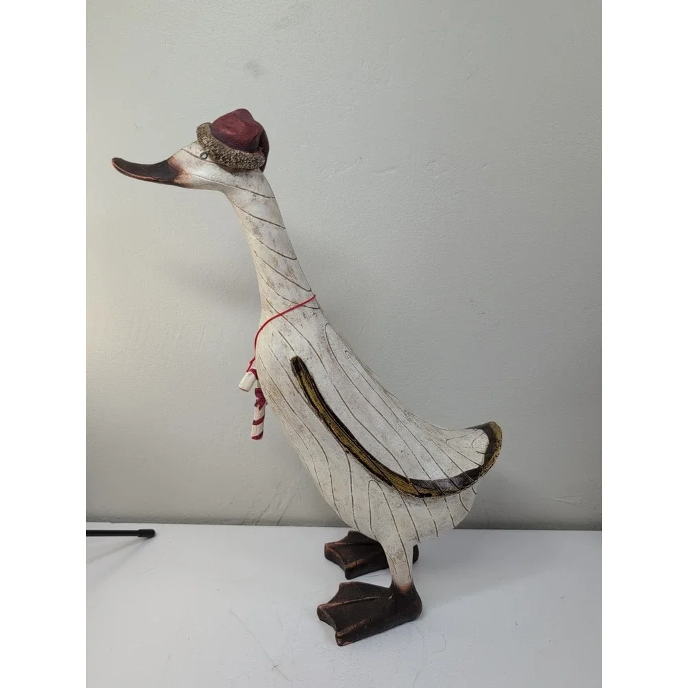 Folk Art Resin Holiday Christmas Duck Figure 13 In